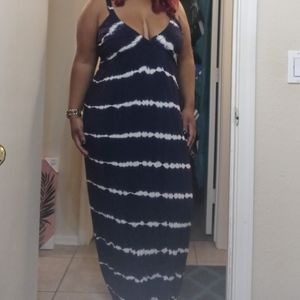 Comfortable blue and white maxi dress